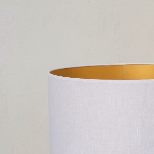 Pantalla de tela de lino blanco e interior oro, D45xH30