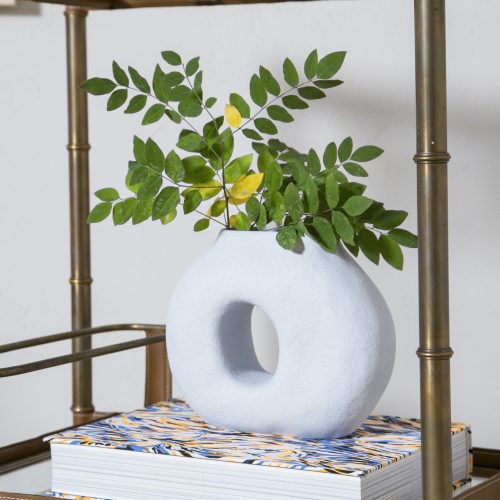 Jarrón de cerámica circular azul cielo