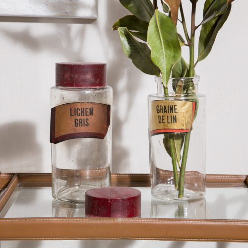 Botella decorativa antigua de boticario francés L