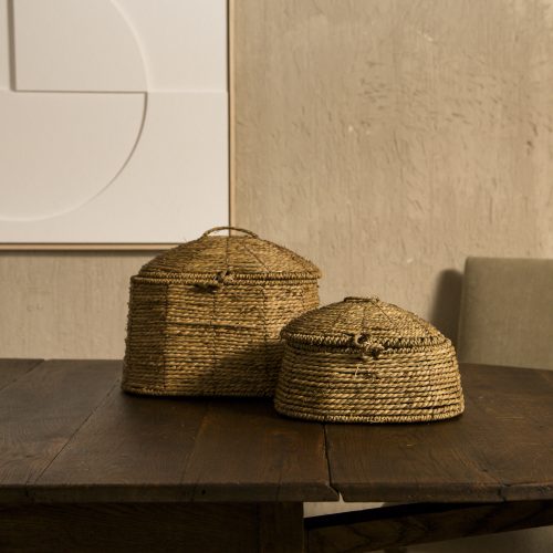 Cesta color naturaleza con tapa S