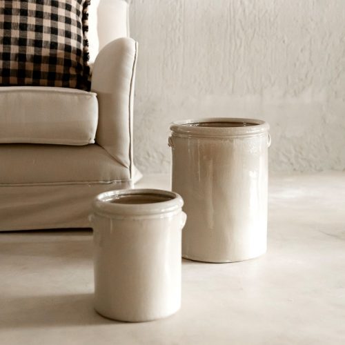 Macetero de cerámica color arena XL