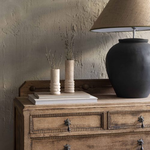 Jarrón de piedra caliza travertino L