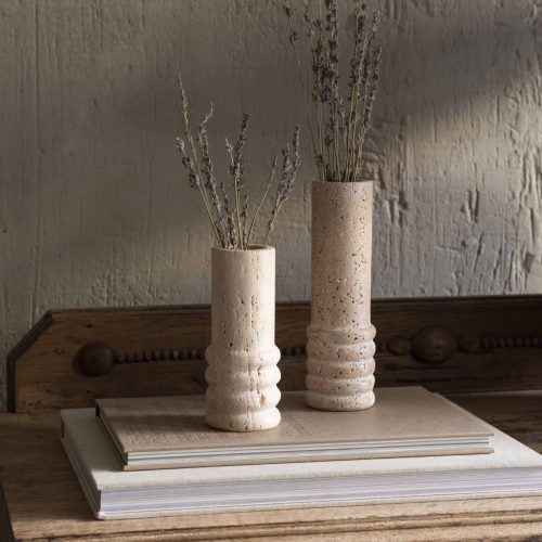 Jarrón de piedra caliza Travertino S