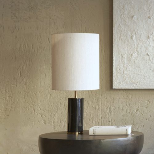 Pantalla cilíndrica de lino en color natural 30 cm