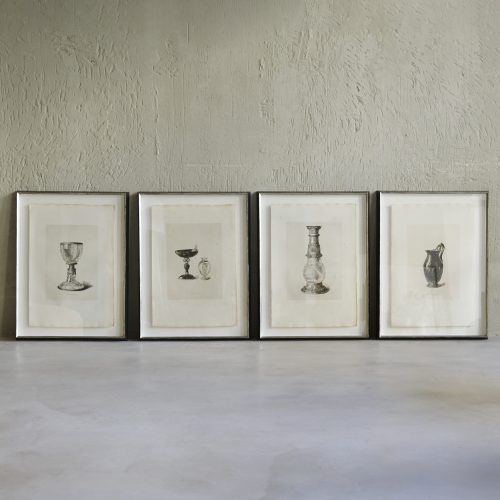 Pareja de cuadros impresión de copas con marco artesano detalle en plata