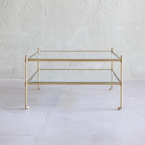 Mesa de centro estructura de latón envejecido y cristal biselado