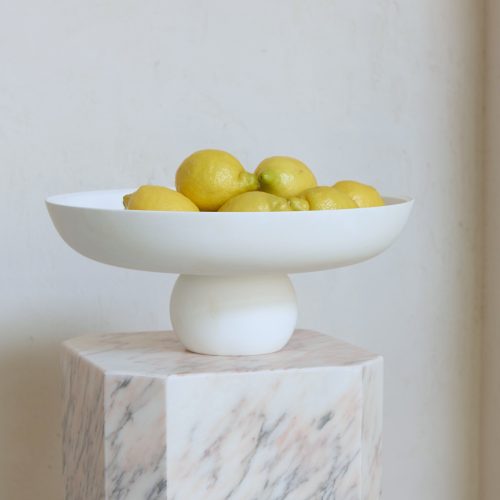 Cuenco artesanal esmaltado a mano tono blanco hueso L