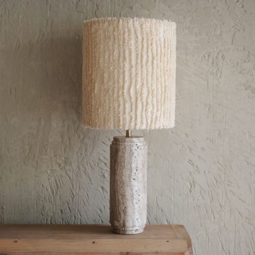 Lámpara de mesa de mármol travertino gris