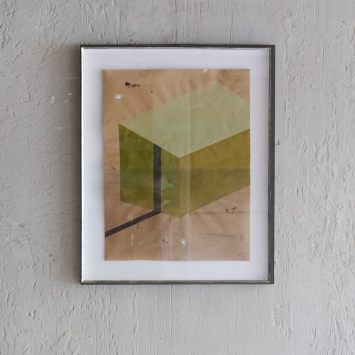 Cuadro abstracto cubo verde