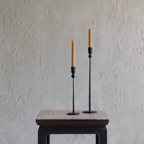 Portavelas de hierro negro S