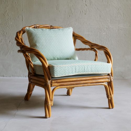 Pareja de butacas de jardín vintage francés de caña