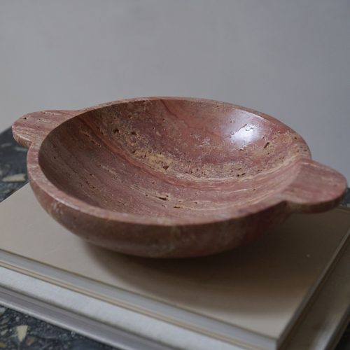 Cuenco de travertino rojo con asas