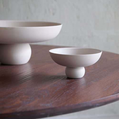 Cuenco artesanal esmaltado a mano tono blanco hueso S