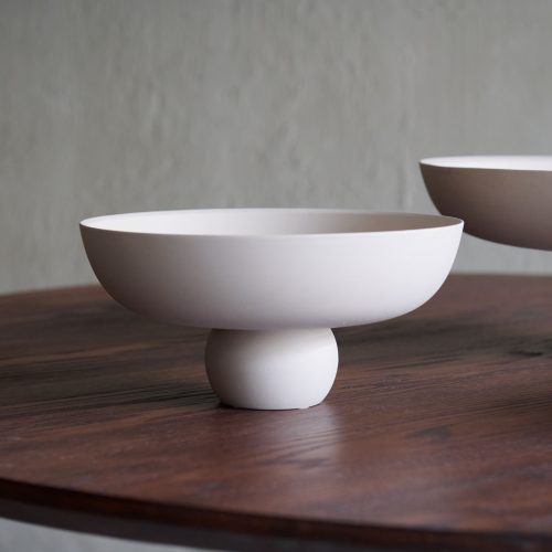 Cuenco artesanal esmaltado a mano tono blanco hueso M