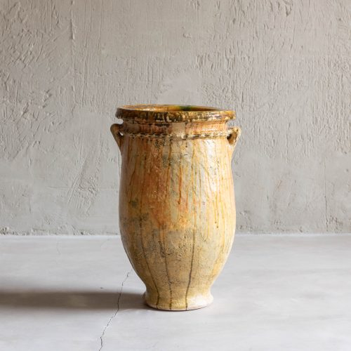 Macetero artesanal de cerámica mostaza S de Marruecos