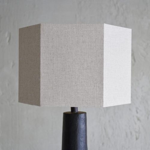 Pantalla hexagonal de lino beige interior oro