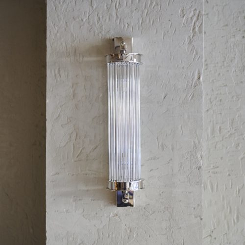 Aplique de pared de níquel y vidrio acanalado