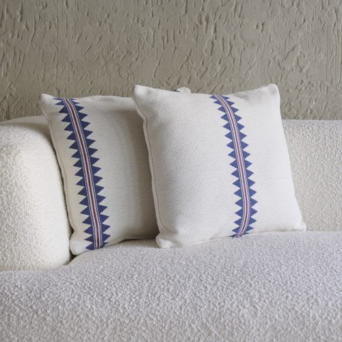 Cojín de tela pamuk greca azul 55x55 cm