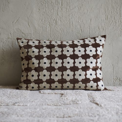 Funda cojín flores marrón 60x40 cm
