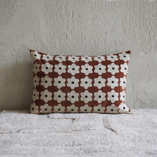 Funda cojín flores óxido 60x40 cm