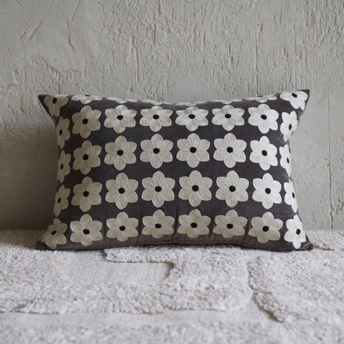 Funda cojín flores topo 60x40 cm