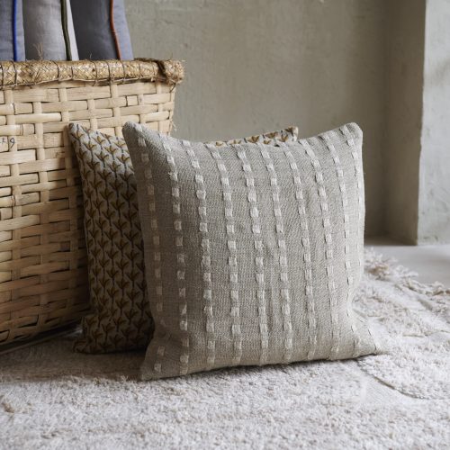 Funda de cojín beige lino 50x50 cm