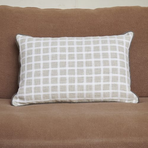 Cojín gris cuadros blancos 60x40 cm