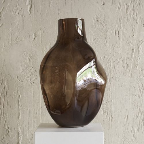 Jarrón de vidrio ahumado L